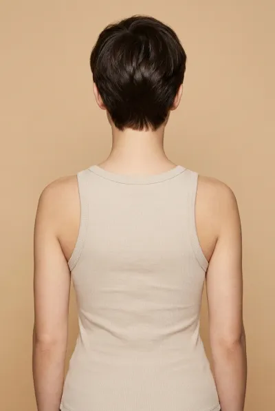 Cheveux très courts, vus de dos